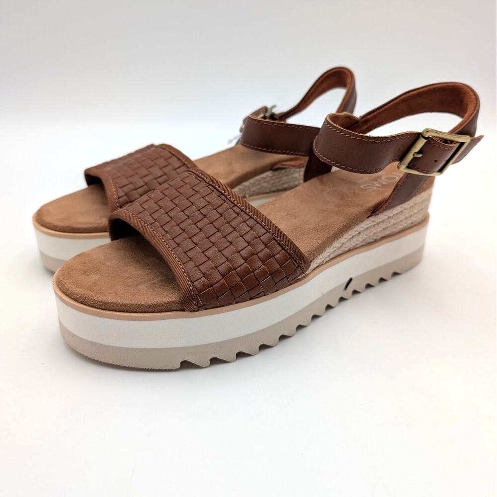 Toms Diana Platform Wedge Sandals Open Toe Women's Amber Brown Size US7.5 EU38